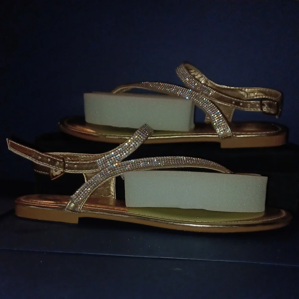 Gold Rhinestone Sandals - Picture 6 of 10